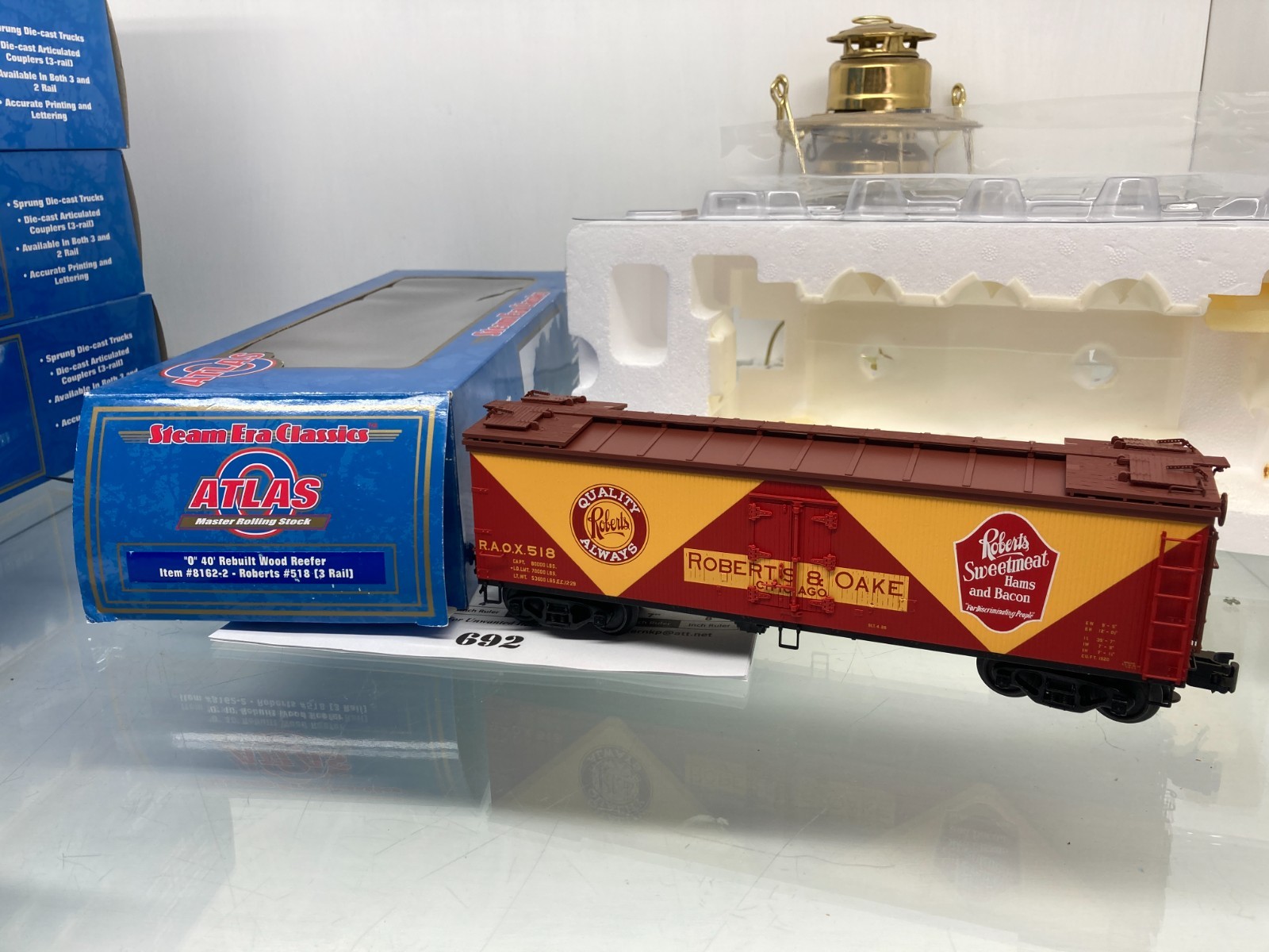 692 Atlas 40' Rebuilt Wood Reefer Car Roberts & Oake Ham Plastic O Gauge 3 Rail