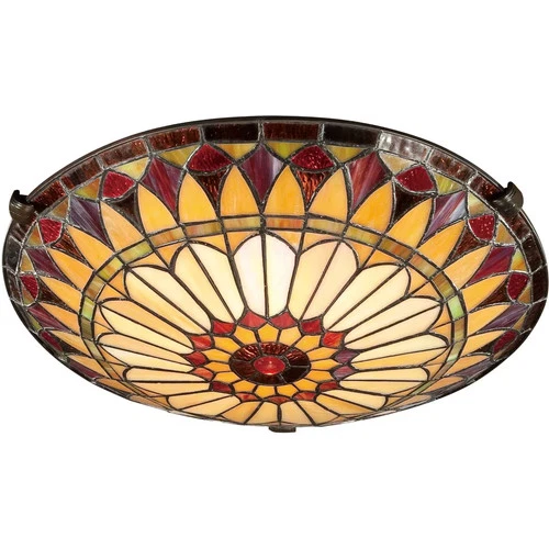 Quoizel TF1400SVB Tiffany 17" 2-Light Flush Mount in Vintage Bronze Finish Amber - Picture 2 of 4