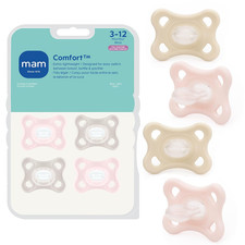 Comfort Baby Pacifiers 3-12 Months Babies, Lightweight One-Piece Full Silicone B