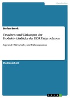 Ursachen Und Wirkungen Der ProduktivitäTslüCke Der Ddr Unternehmen (Buch)