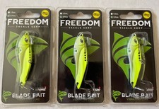 3 Freedom Tackle Vibrating Blade Bait 3/4oz Fishing Lure Chart Glow S32