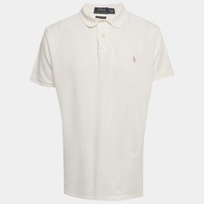 Polo Ralph Lauren White Pique Custom Slim Fit Polo TShirt XL