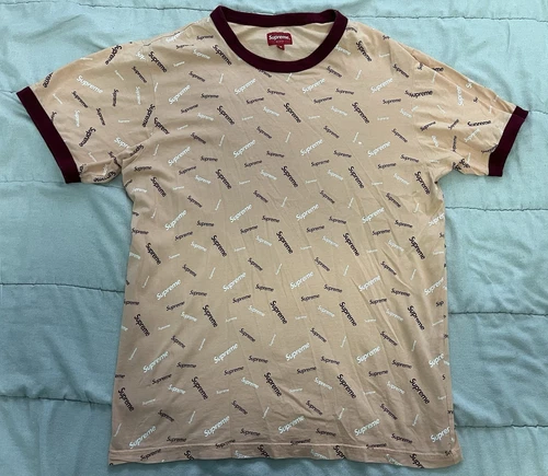 FW18 SUPREME SCATTER RINGER S/S SS TOP TEE SHIRT PEACH TAILLE S petit