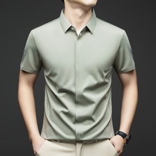 Men's Shirts Summer Short-sleeve Lapel T-shirt Luxury Business Casual Dress Tops