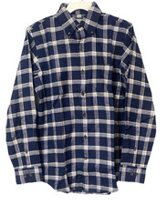 Lands End Mens Flannel Shirt, Navy/Ivory Plaid, SMALL or MEDIUM, NWT SHIPS FREE