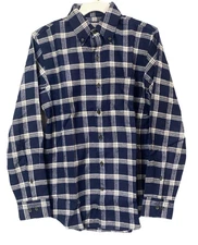 Lands End Mens Flannel Shirt, Navy/Ivory Plaid, SMALL or MEDIUM, NWT SHIPS FREE
