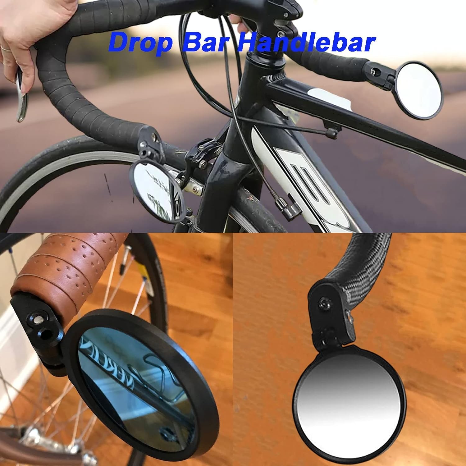 Bike & E-Scooter Handlebar Mirror 360&deg; Rotatable Unbreakable Convex Lens (2)