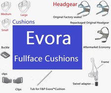 F & P Evora Full face Cushion/Headgear/Swivel/Frame/Magnetic clips