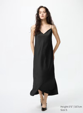 Uniqlo Satin Camisole Dress | Black Slipdress | Size XS