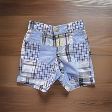New Janie and Jack Baby Boys Plaids Checks Solid Patchwork Shorts Blue Size 3-6M