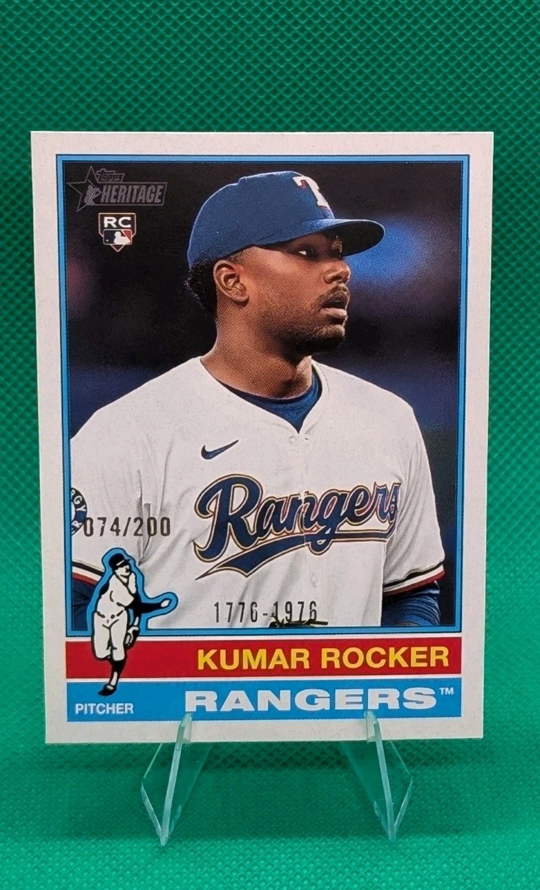 2025 Topps Heritage Kumar Rocker #179 Bicentennial #'d 074/200 Rangers Rookie RC