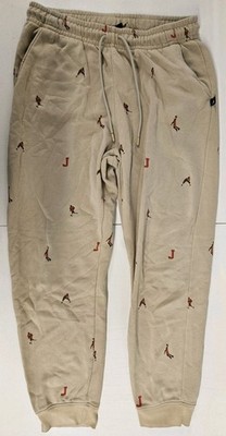 Jordan Essentials Fleece Joggers Mens XL Tan Sweatpants All Over Graphic Print