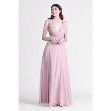 Long Pink Chiffon Bridesmaid Dress. Rose Pink. Size M.