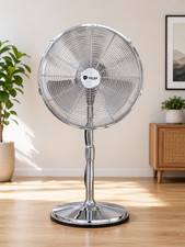 YELSA 16" Chrome Pedestal Fan Standing Fan 3 Speed Oscillating Cooling Fan