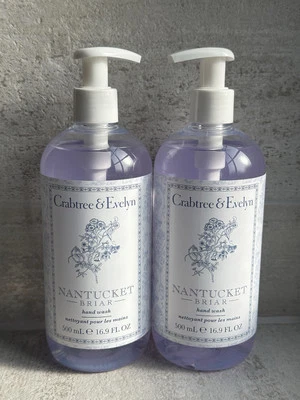 Crabtree & Evelyn Nantucket Briar Hand Wash Liquid Pump Soap 500ml X2 Brand New