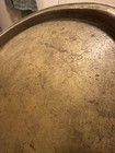 Signed / Stamped Antique Asian Etched Brass Tray w Cranes + Clouds — photo 8