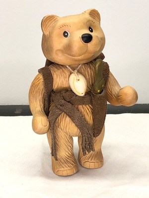 Robert Raikes Ravenwood Series Wooden Bear 4.5  Jointed Suede Collectible Figuri