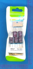 5 pack NCC 680uF 10v electrolytic Radial lead Capacitors 680 uF Amp Radio BEST!