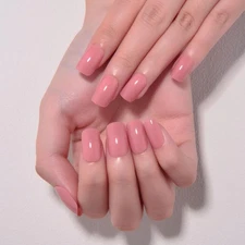 evpct Mauve Red Short Squoval Glossy Press on Nails for Women Gift, Glossy Ma...