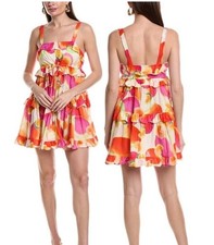 Farm Rio Cashew Juice Floral Mini Dress Small Tropical Cottagecore Boho Lined