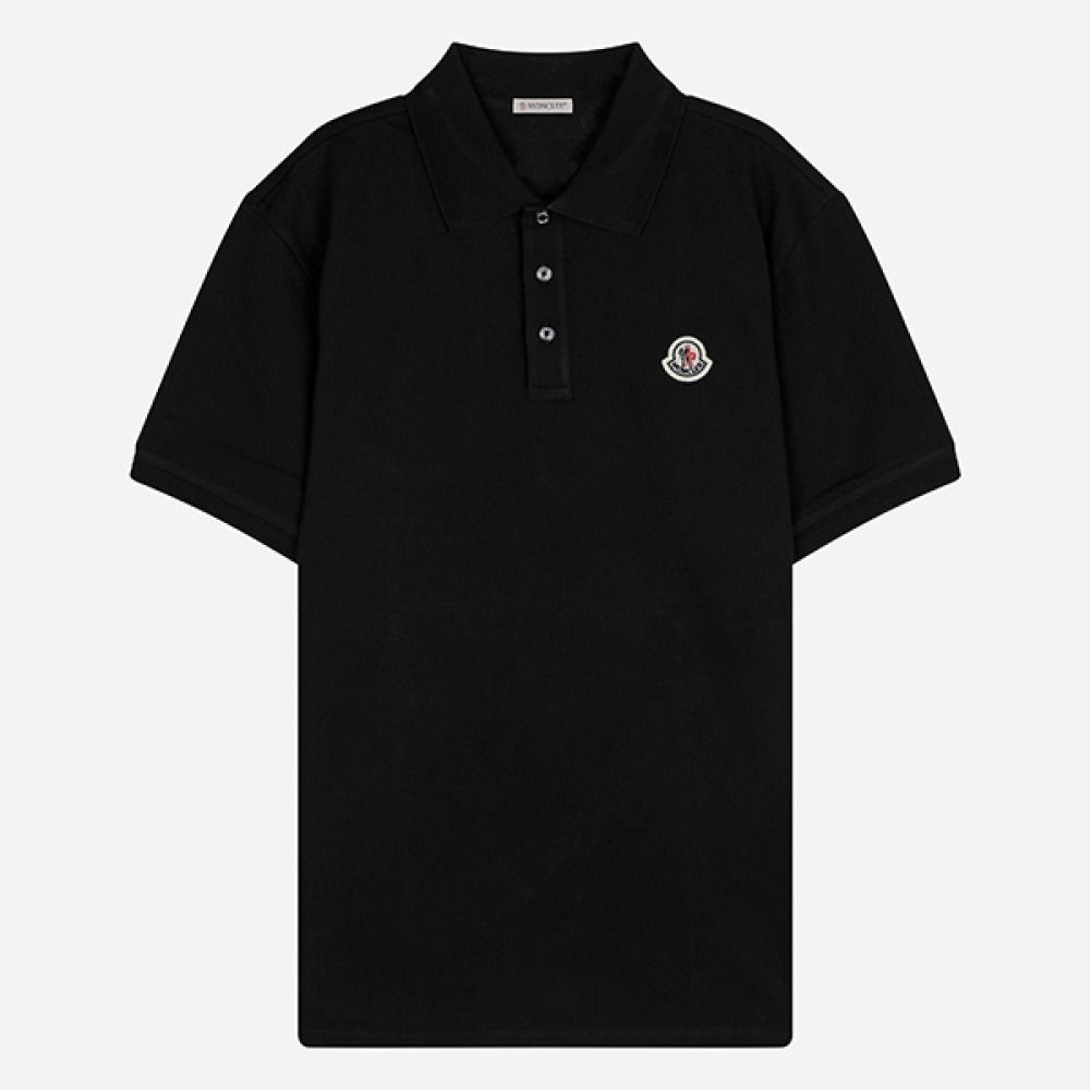 Moncler Men's Logo Patch Cotton Polo Shirt Black stamp: 8A00014 84556 142138874