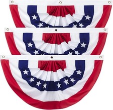 3 x 6 Ft American Pleated Fan Flag, USA Patriotic Half Bunting Multicolor