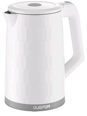 OUEFOR Wasserkocher - 1800W schnellkochender elektrischer Teekessel 1,8L, weiß
