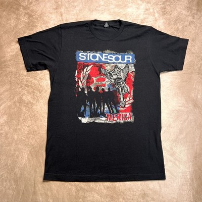 Stone Sour 'Merica American Flag Angel T-Shirt Black Short Sleeve Punk Band Tee