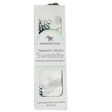 Swaddle Blanket Amazing Baby Newborn Cotton Muslin Zebra  36x36 inch Breathable