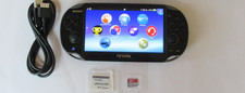 SONY OLED PSVita 1000 Piano Black w/ Glass protect/128GB/USB data/charger OLED 
