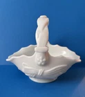 Vtg Imperial Glass Milk Glass Small Basket #2 Pansy & Bows Pattern Glossy