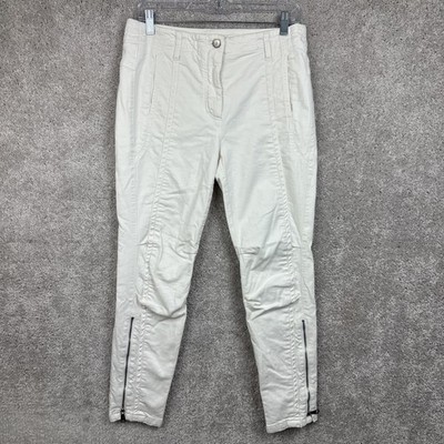 Luisa Cerano Women Ankle Cropped Denim Pants White Mid Rise Zipper Ankle Size 6