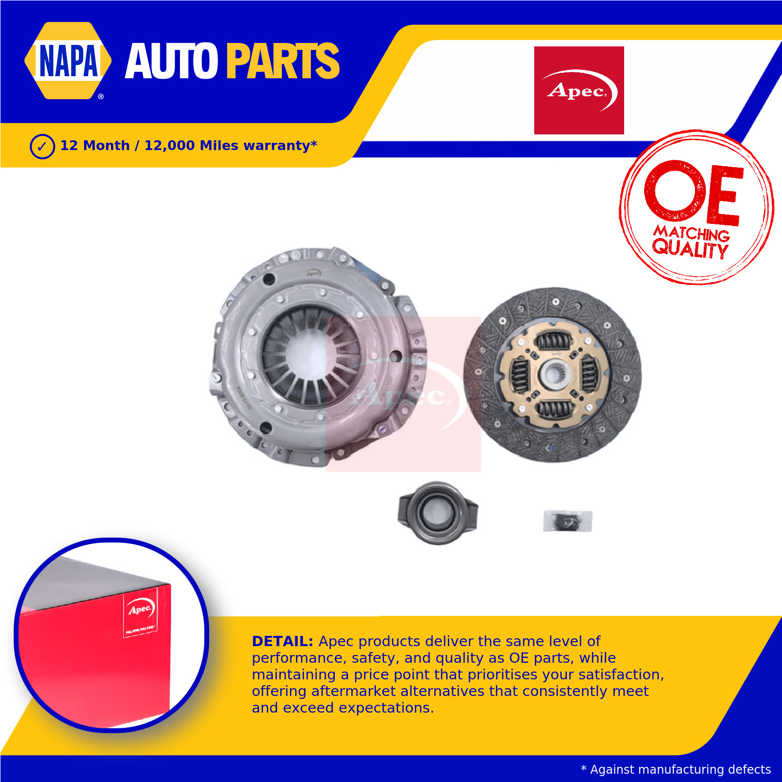 Clutch Kit 3pc (Cover+Plate+Releaser) ACL1358 Apec 30100AU010 30210AU010 Quality