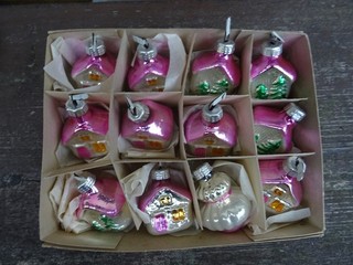 Christbaumschmuck aus Lauscha im Original Karton Christbaumkugeln Bunt