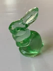 Fenton Glass Green Easter Bunny Rabbit Figurine 3” - Original Sticker, No Chips