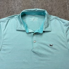 Vineyard Vines Performance Polo Shirt Men M Blue Striped Stretch 45"x30"