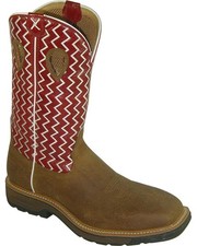 TWISTED X Mens Lite Cowboy Distressed Saddle/Cherry Workboot MLCS001