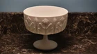 Vintage FTD 1975 White Milk Glass Oak Leaf Footed Bowl Pedestal Vase
