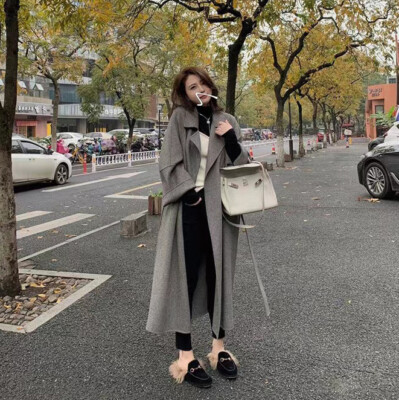 Womens Mid Long Trench Coats Overcoat Double Sided Cashmere Wool