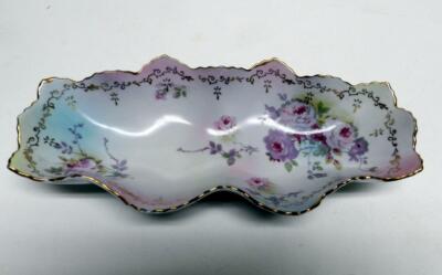 ROYAL CROWN CHANTILLY ROSE RELISH DISH #2885  HAND PAINTED RARE VINTAGE