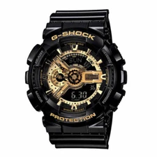 G&Shock GA110GB-1 Men's Black Gold Resin Analog-Digi Watch