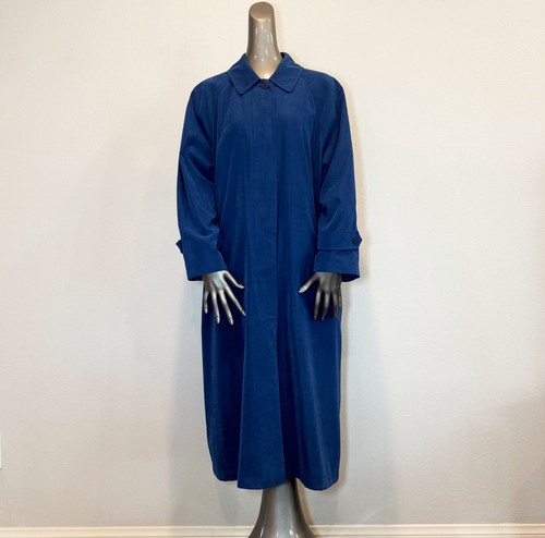 Vintage Norm Thompson Women’s Blue Light Trench Coat Size Petite Large PL - Picture 2 of 15