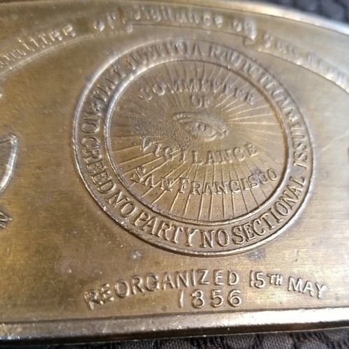 Hebilla de cinturón pesada HPC bronce Comité de Vigilancia San Francisco vintage  - Imagen 6 de 24