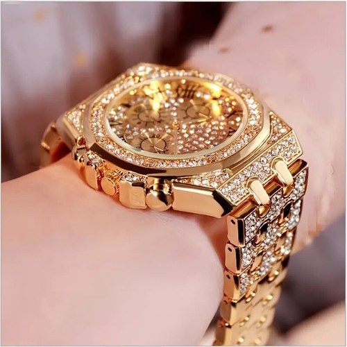 Orologio Lusso Lab Diamanti & Ghiaccio Catena Cubana Collana & Bracciale Hip Hop Set Regalo - Foto 6 di 22