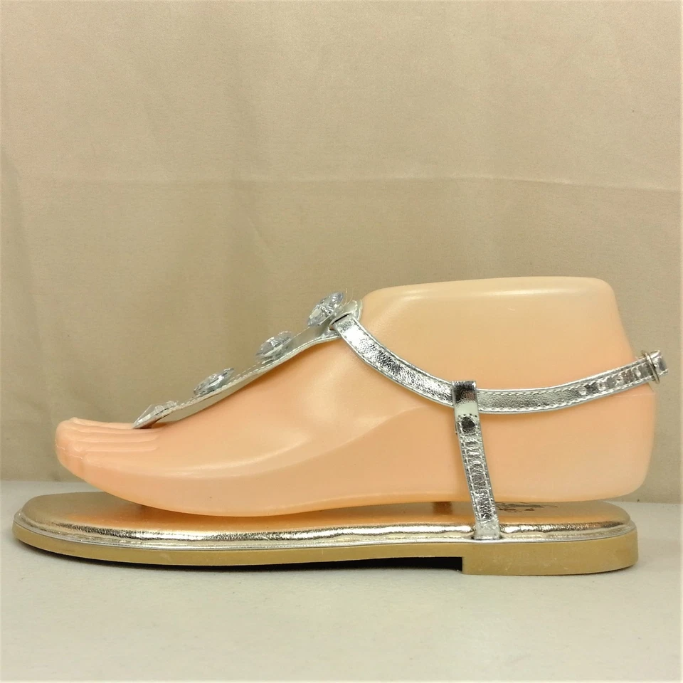 Sandalia ajustable Corkys Fanny Girls plateada con plantilla dorada joyas sintéticas talla 2 Foto 4 de 4