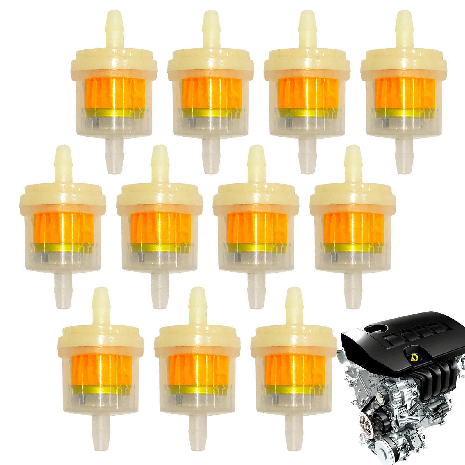 10x Universal Motorcycle Small Engine Inline Carb Fuel Gas Motor Oil Filter