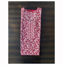 L Size Womens Pure Cotton Nightgown Midi Sleepwear Cotton Indian Short Nighty