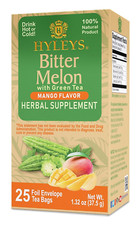 Bitter Melon with Green Tea - Mango Flavor - 25 Tea Bags - Supports Healthy L...