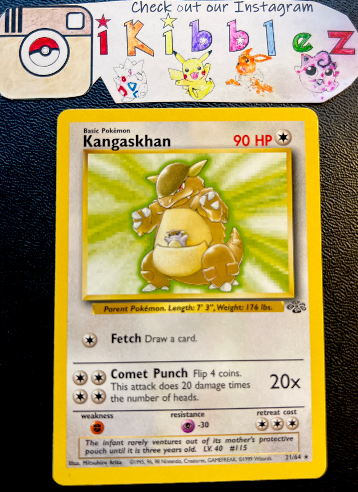Kangaskhan 21/64 NM NH Rare WotC Jungle Pokemon Card. Free Tracked Shipping!