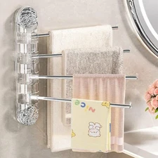 Swivel Towel Rack，Strong Suction Cup Stainless Steel, Transparent 